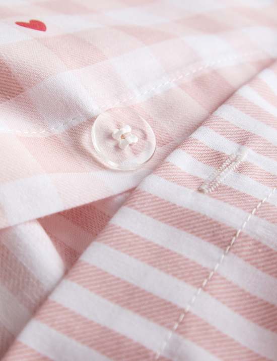 Cotton Blend Gingham Heart Bedding Set