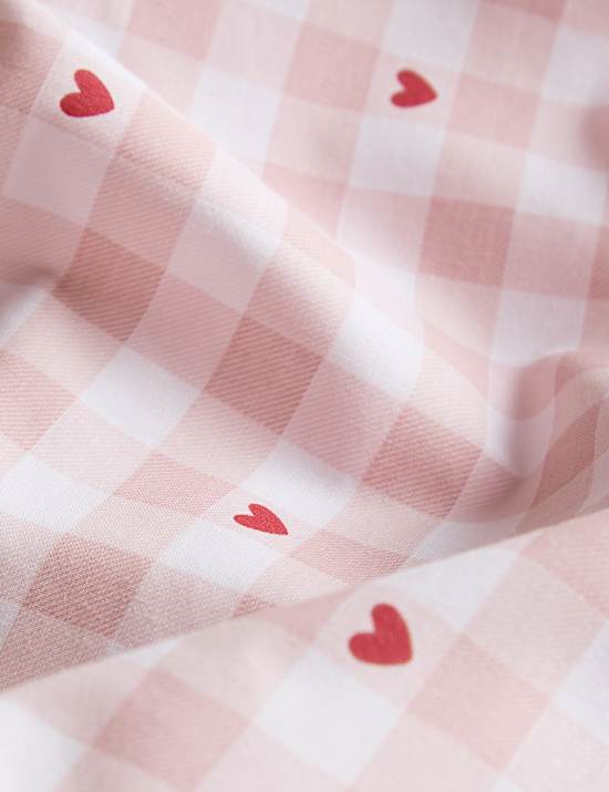 Cotton Blend Gingham Heart Bedding Set