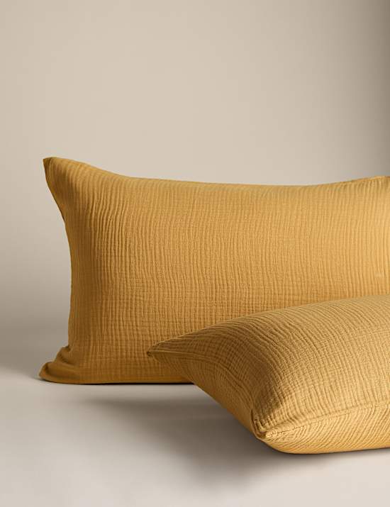 2pk Pure Cotton Muslin Pillowcases