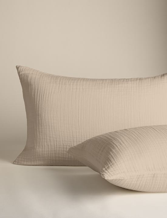 2pk Pure Cotton Muslin Pillowcases