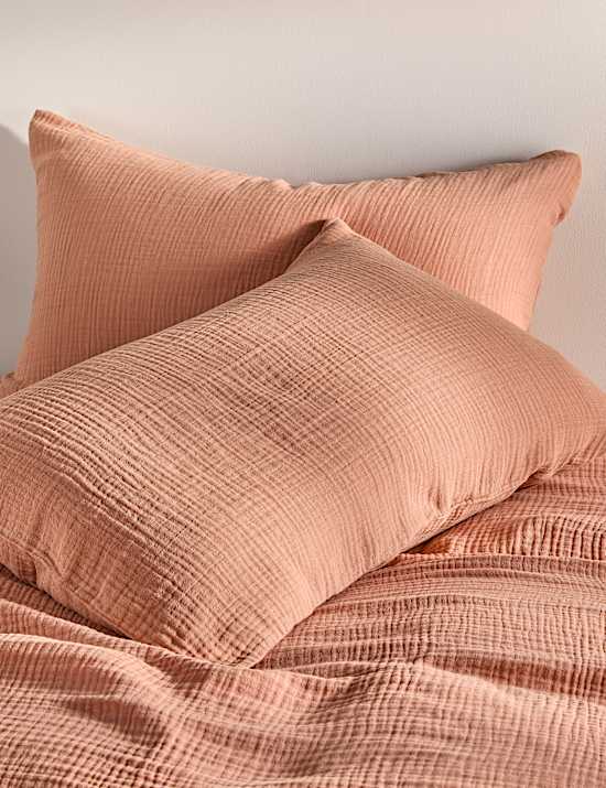 2pk Pure Cotton Muslin Pillowcases