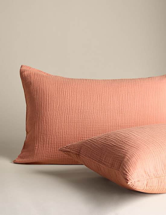 2pk Pure Cotton Muslin Pillowcases
