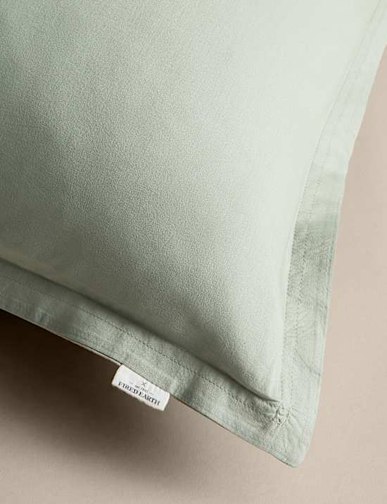 Lot de 2 taies d&rsquo;oreiller carr&eacute;es en coton aspect d&eacute;lav&eacute;