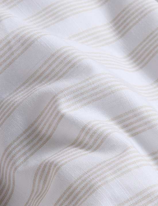 Parure de lit 100 % coton à rayures et volant