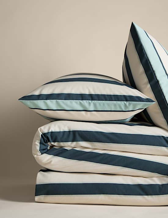 Parure de lit r&eacute;tro en coton m&eacute;lang&eacute; &agrave; rayures