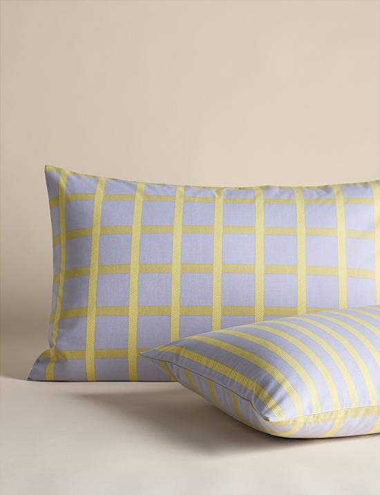 Cotton Blend Modern Check Bedding Set