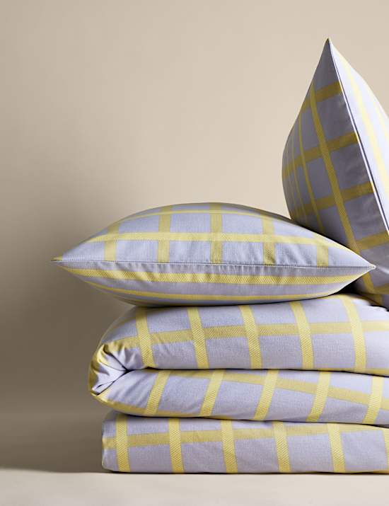 Cotton Blend Modern Check Bedding Set