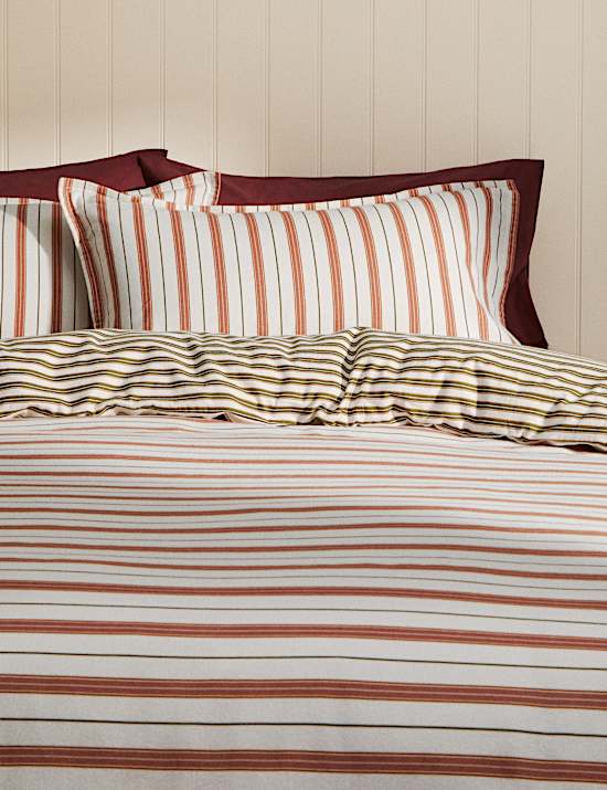 Pure Brushed Cotton Striped Bedding Set