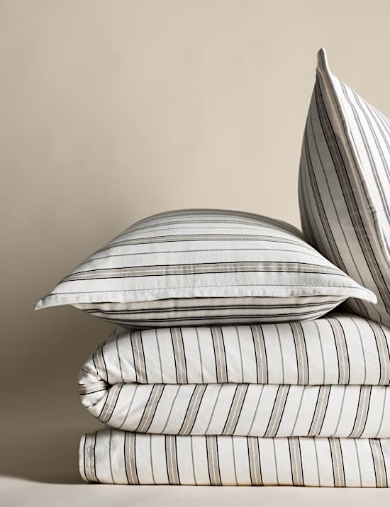 Pure Brushed Cotton Striped Bedding Set