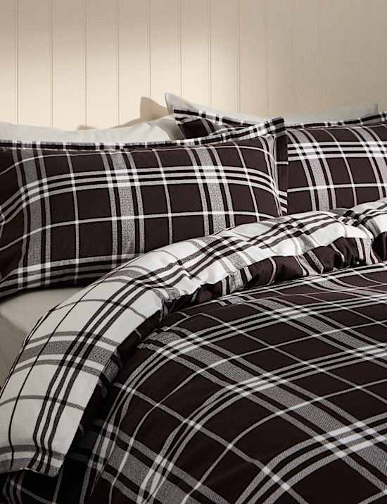 Brushed Cotton Checked Bedding Set