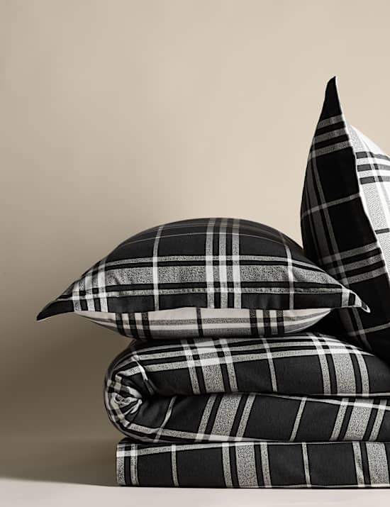 Brushed Cotton Checked Bedding Set