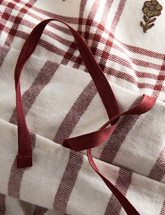 Parure de lit à motif fleuri à carreaux 100 % coton peigné