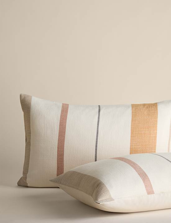 Parure de lit 100 % coton sergé teint en fil à rayures