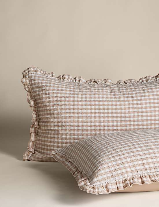 Pure Cotton Gingham Ruffle Bedding Set