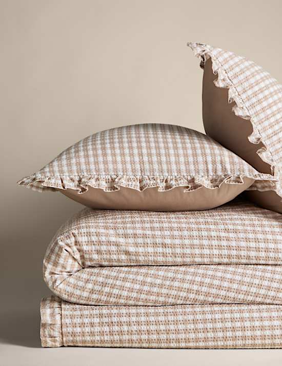 Pure Cotton Gingham Ruffle Bedding Set