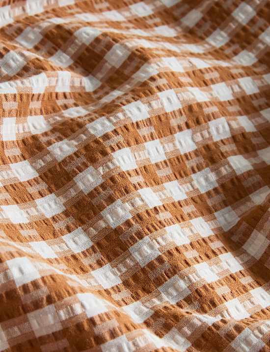 Juego de sábanas con volantes de vichy 100 % algodón