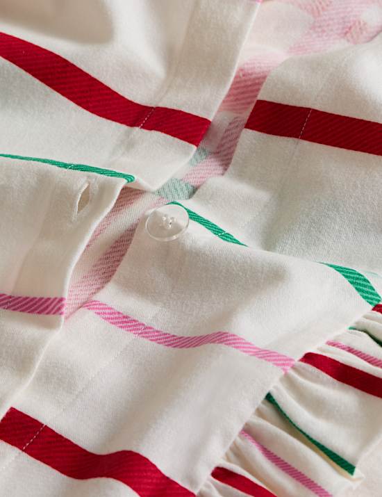 Pure Brushed Cotton Checked Ruffle Bedding Set