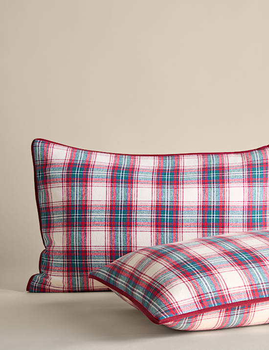 Parure de lit en coton peigné à carreaux