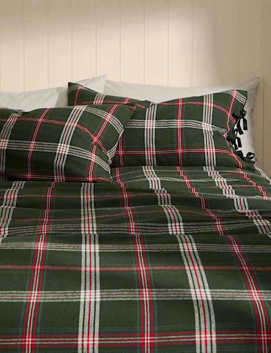 Brushed Cotton Checked Bedding Set