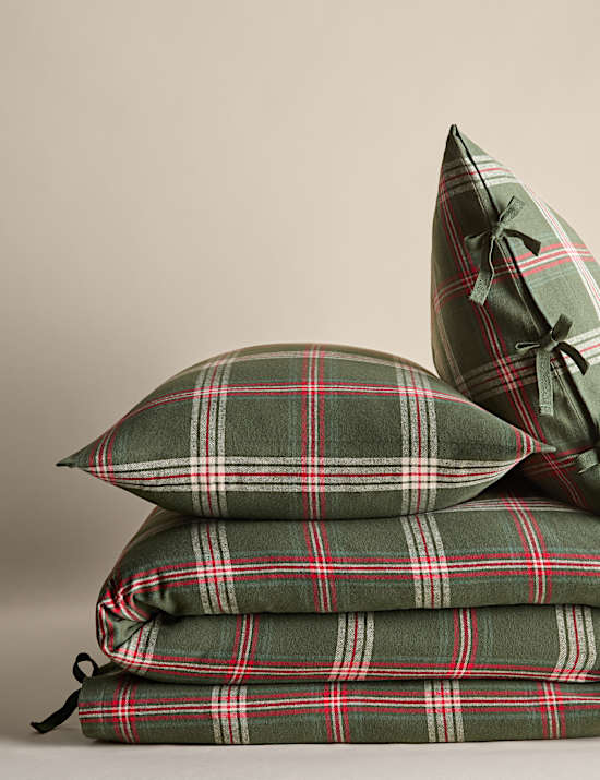 Brushed Cotton Checked Bedding Set
