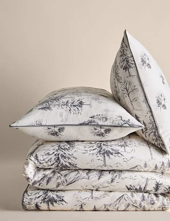 סט מצעים מכותנה טהורה סרוקה בדוגמת עצי יער