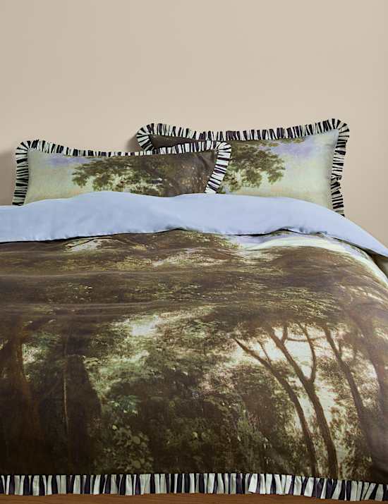 Ropa de cama 100 % algodón con diseño de paisaje arbolado