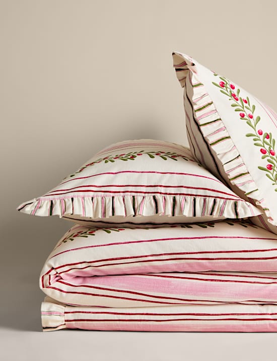 Pure Cotton Striped Foliage Bedding Set