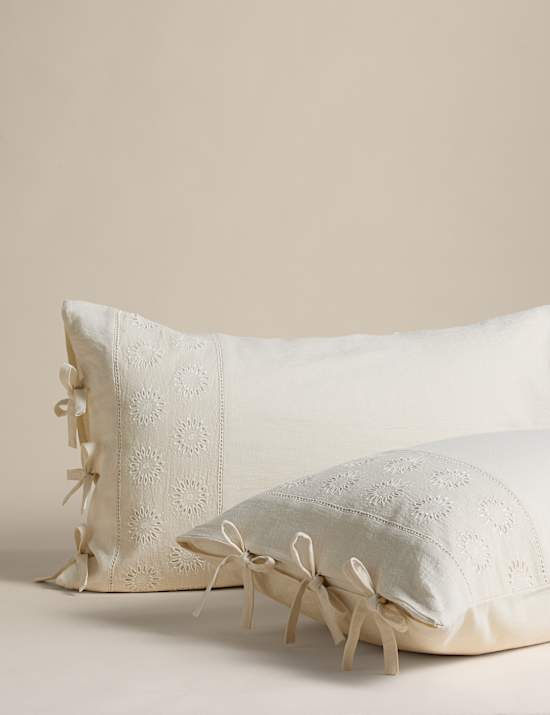 Linen Rich Schiffli Embroidered Bedding Set