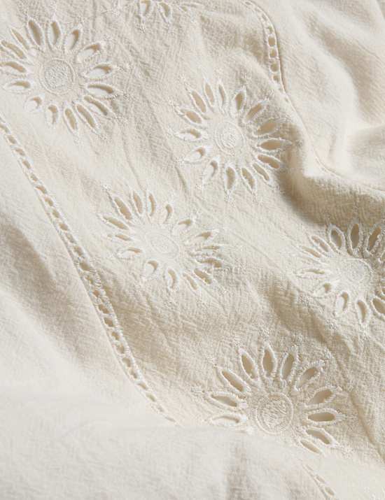 Linen Rich Schiffli Embroidered Bedding Set