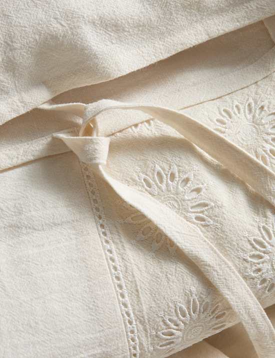 Linen Rich Schiffli Embroidered Bedding Set