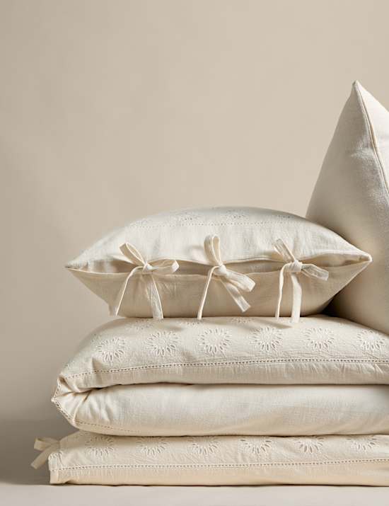 Linen Rich Schiffli Embroidered Bedding Set