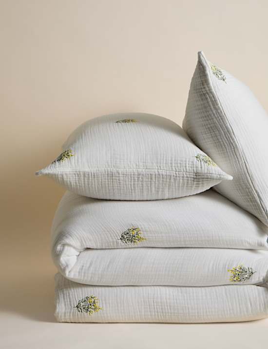 Pure Cotton Muslin Floral Sprig Bedding Set