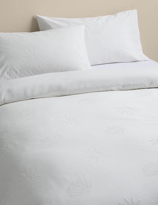 Pure Cotton Coastal Broderie Bedding Set