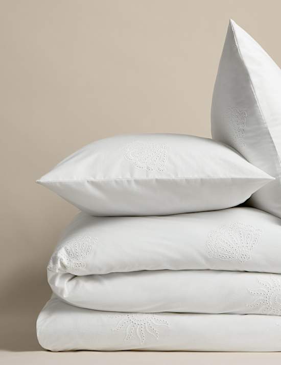 Pure Cotton Coastal Broderie Bedding Set