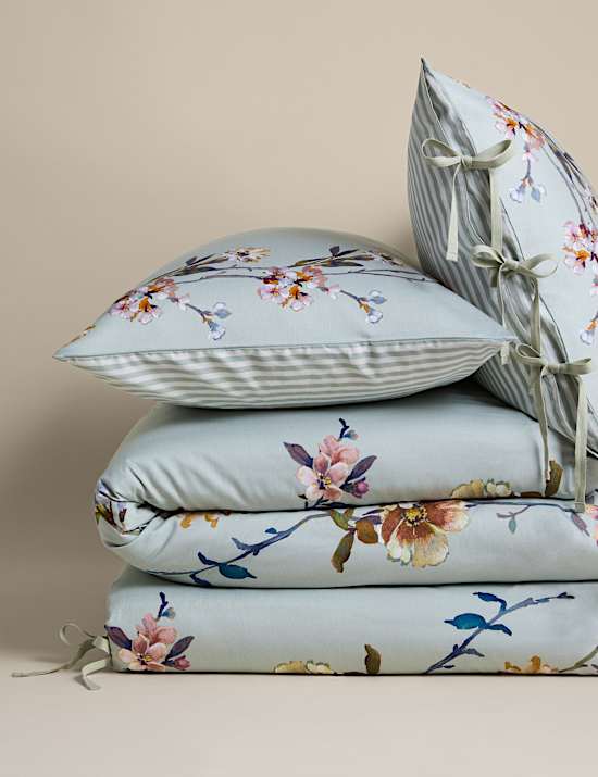 Puur katoenen dekbedovertrekset met herhalend bloesemmotief