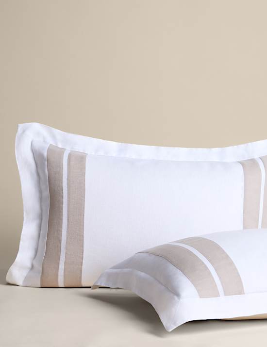 Parure de lit 100 % lin &agrave; empi&egrave;cements