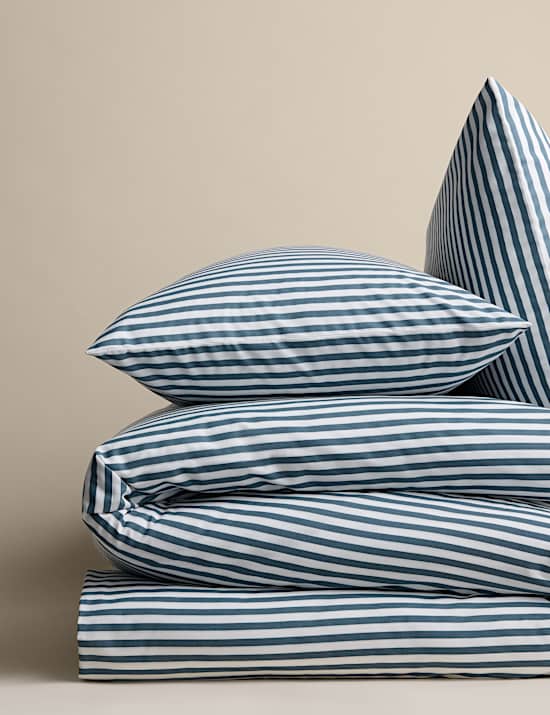 Cotton Blend Simple Stripe Bedding Set