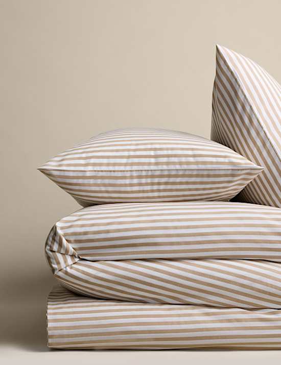 Cotton Blend Simple Stripe Bedding Set