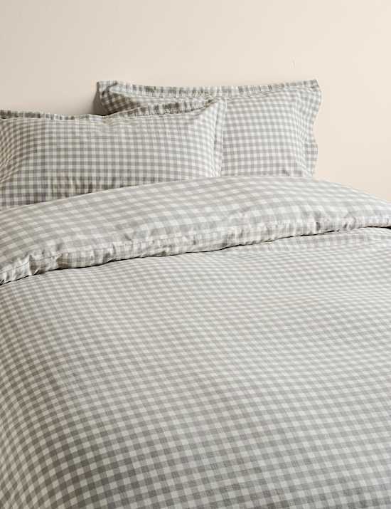 Pure Cotton Gingham Reversible Bedding Set