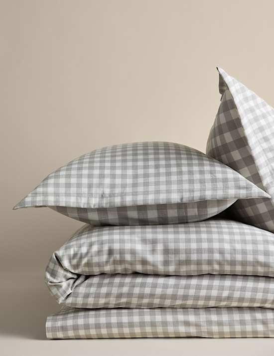 Pure Cotton Gingham Reversible Bedding Set