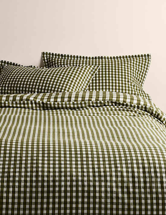Pure Cotton Gingham Reversible Bedding Set