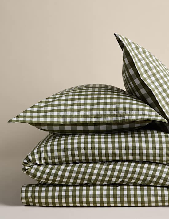 Pure Cotton Gingham Reversible Bedding Set