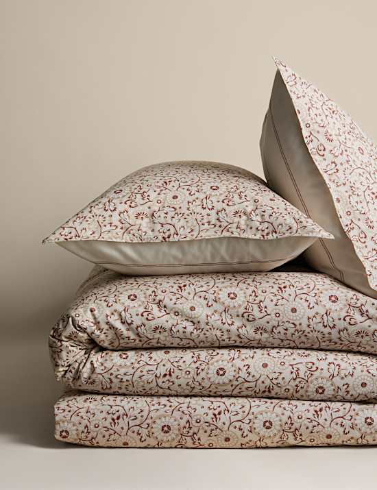 Cotton Rich Woodblock Floral Bedding Set