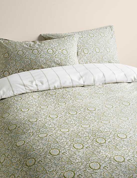 Cotton Rich Woodblock Floral Bedding Set