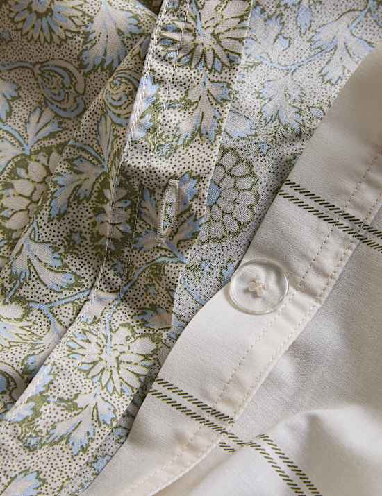 Cotton Rich Woodblock Floral Bedding Set