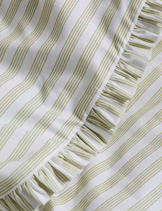 Pure Cotton Narrow Stripe Ruffle Bedding Set