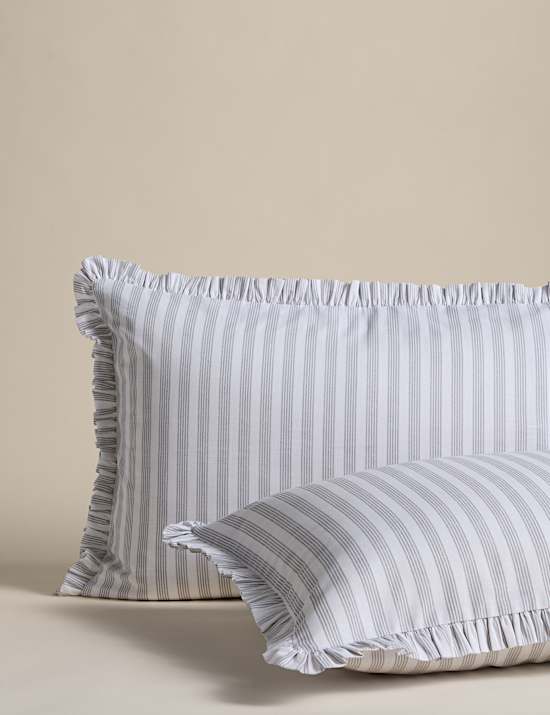 Pure Cotton Narrow Stripe Ruffle Bedding Set