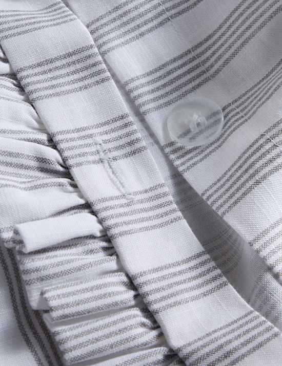 Pure Cotton Narrow Stripe Ruffle Bedding Set