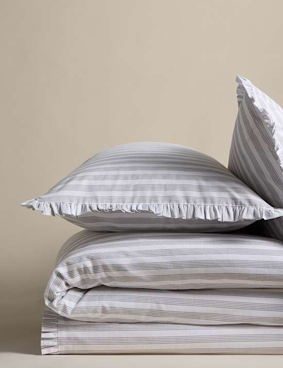 Pure Cotton Narrow Stripe Ruffle Bedding Set