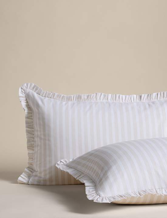Pure Cotton Narrow Stripe Ruffle Bedding Set
